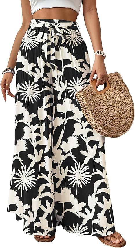 Flowing Floral Wide-Leg Hose für Damen