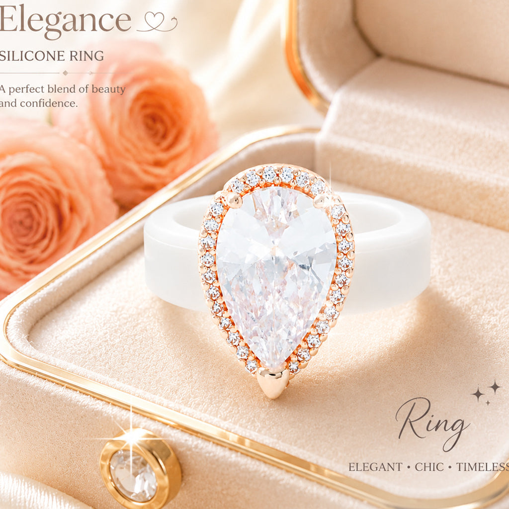 Zirkon-Ring mit Silikon-Einlage im Tropfen-Design