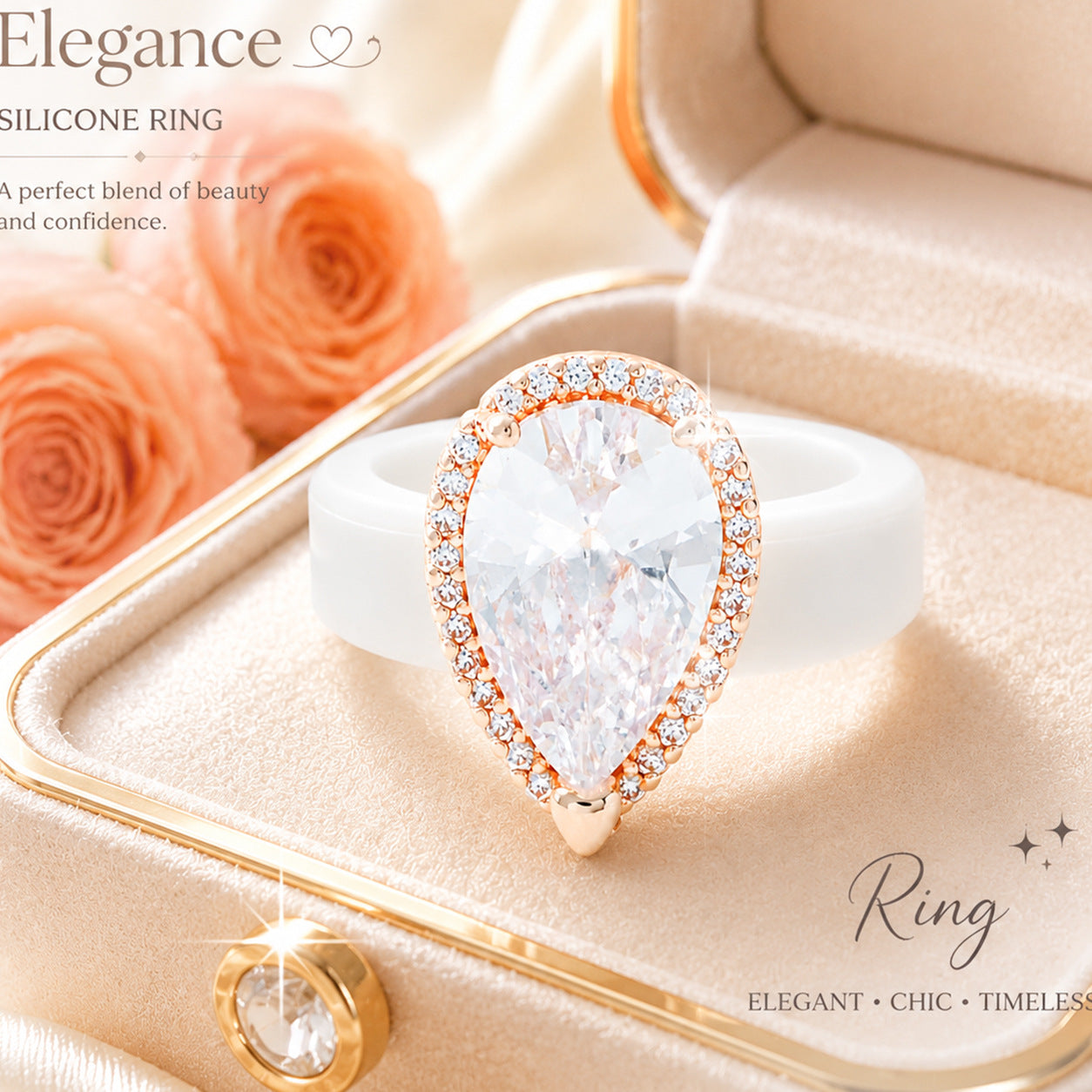 Zirkon-Ring mit Silikon-Einlage im Tropfen-Design