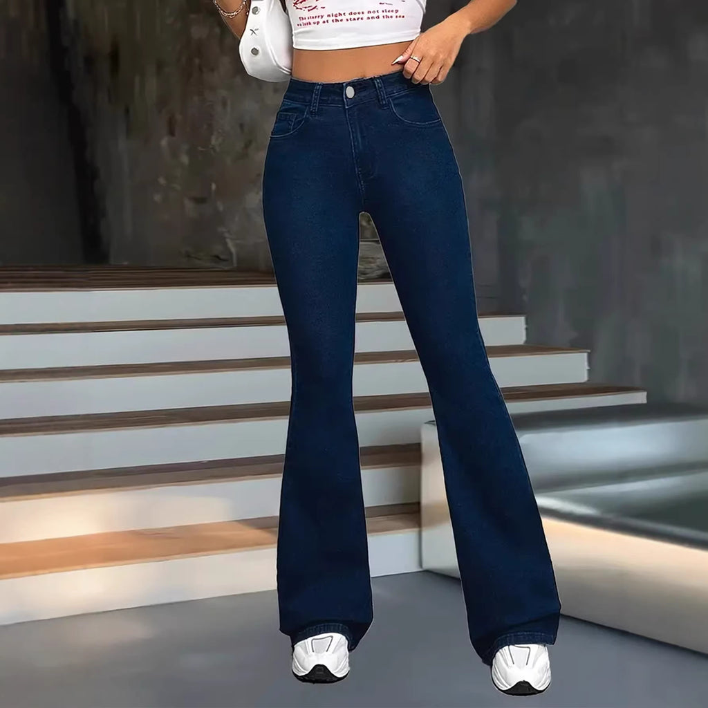 Dunkelblaue Damenhose mit Knöpfen