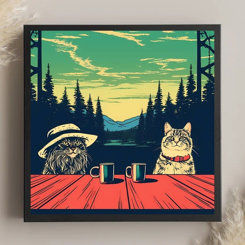 Gerahmtes Wandbild mit Katzenmotiv | LuxeStyle