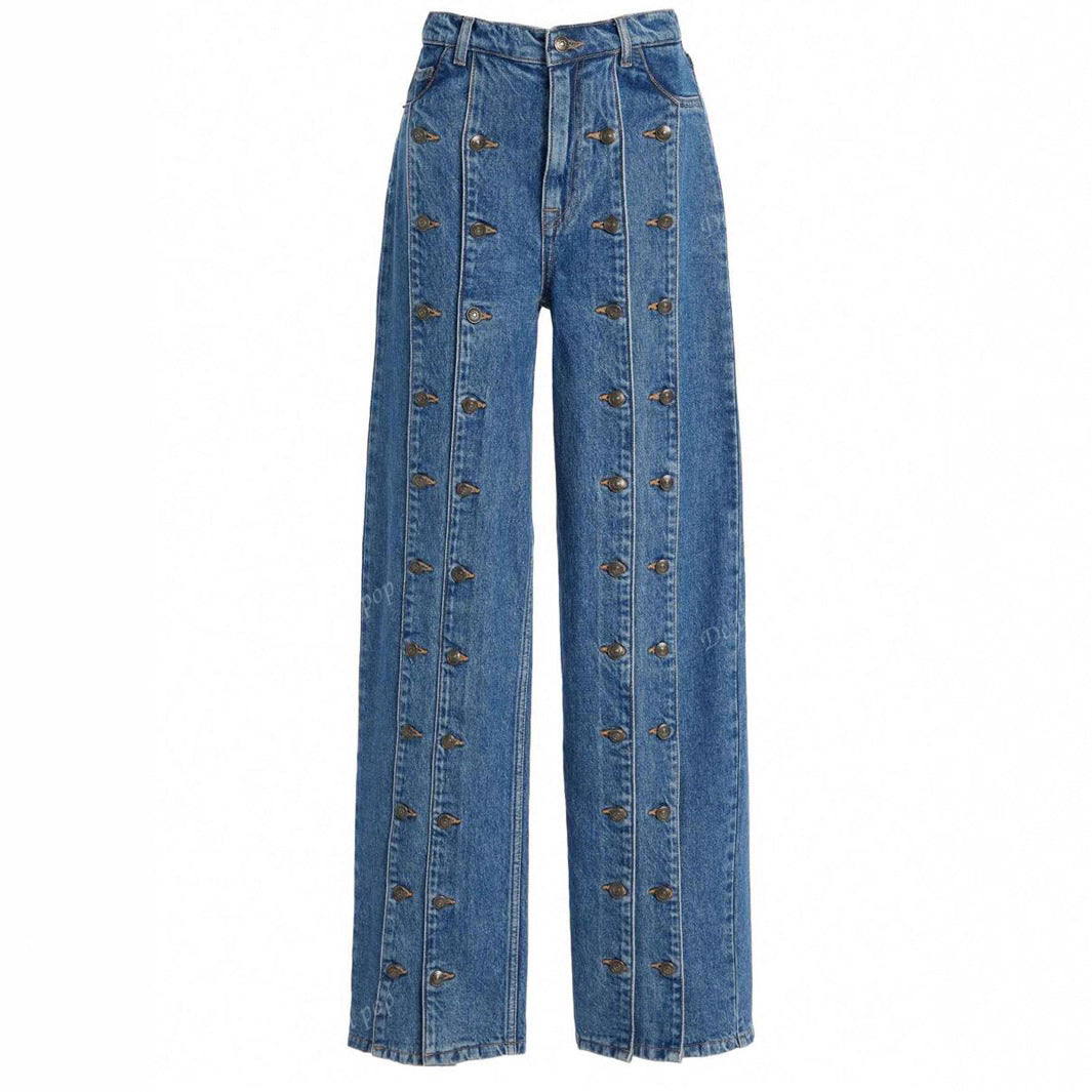 Blaues Straight-Jeans