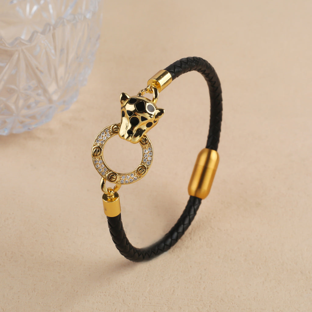 Vintage Herren-Lederarmband mit Leopardenkopf – Bild 5 | LuxeStyle