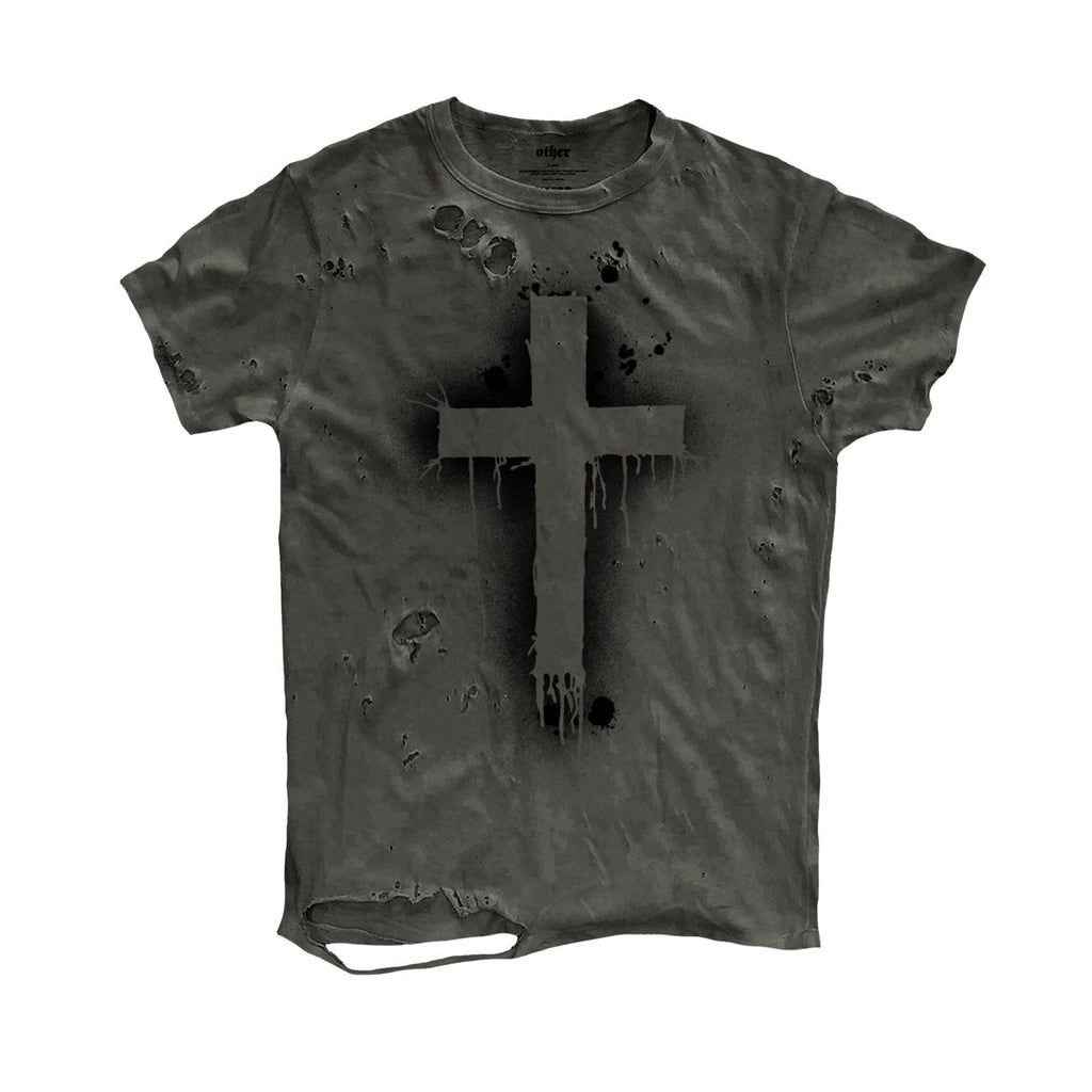 Y2K-Style Kurzarm-T-Shirt mit Kreuz-Design Herren