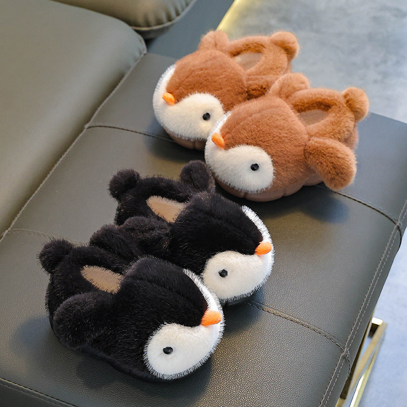 Warme Pinguin-Fleece-Hausschuhe für Kinder