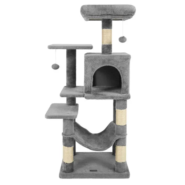 44" Katzenbaum mit Top-Liegefläche & 2-türiger Höhle
