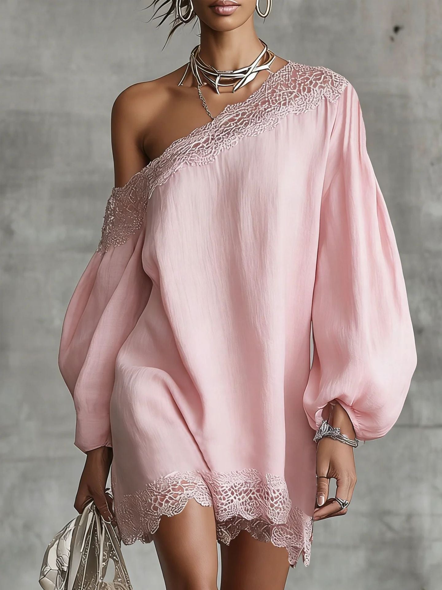 Off-Shoulder Longsleeve mit Spitze