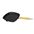 Grillpfanne Gusseisen mit Holzgriff 20x20 cm