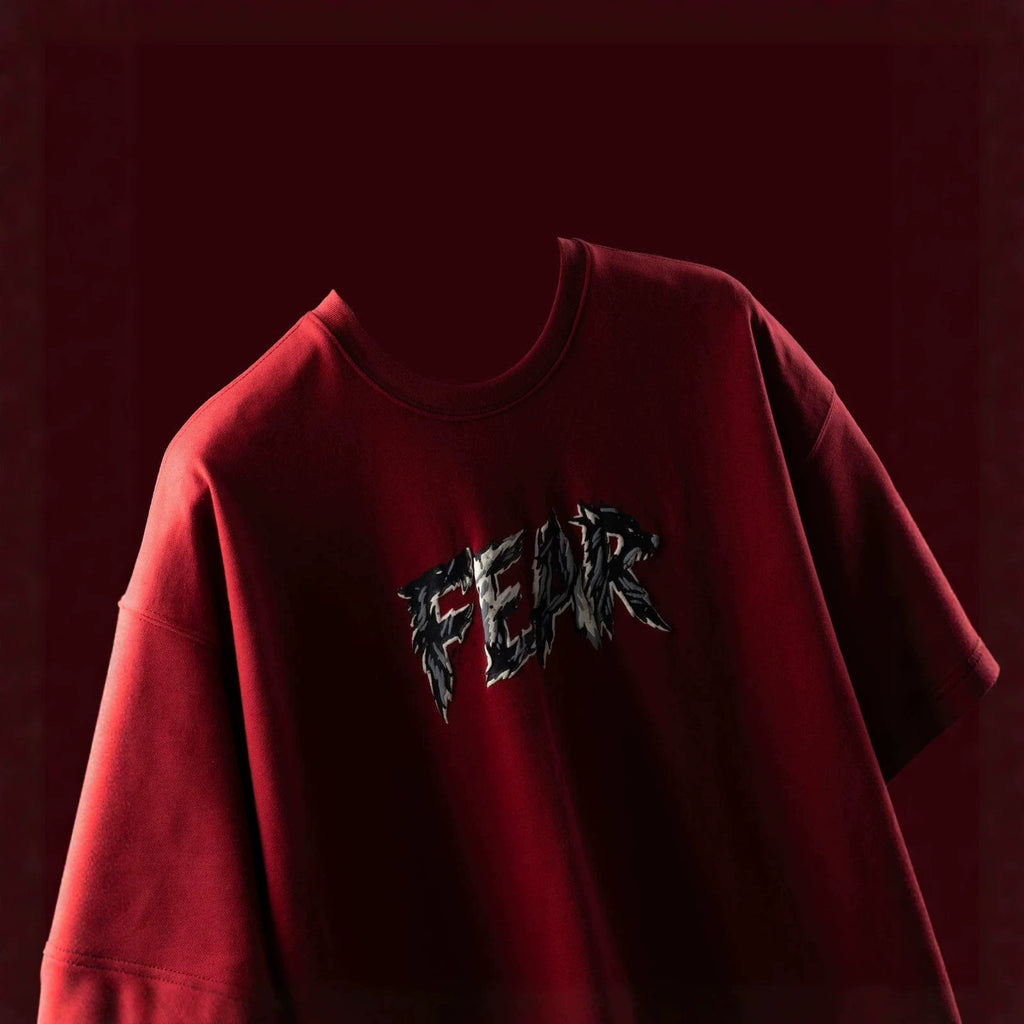 Amerikanisches T-Shirt Bordeauxrot abgeflachte Schultern