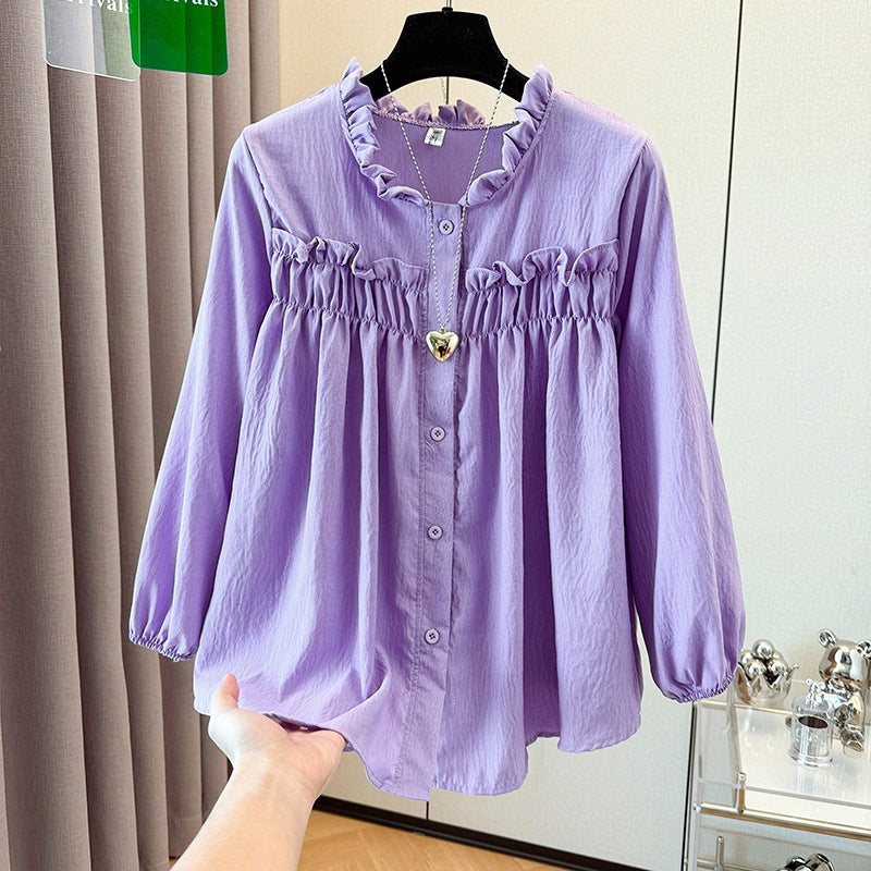 Bauchfreundliches Langarmshirt mit Rüschen
