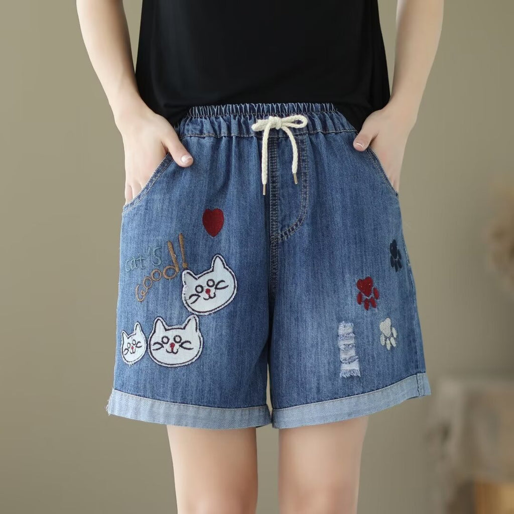 Weite Denim-Shorts für Damen