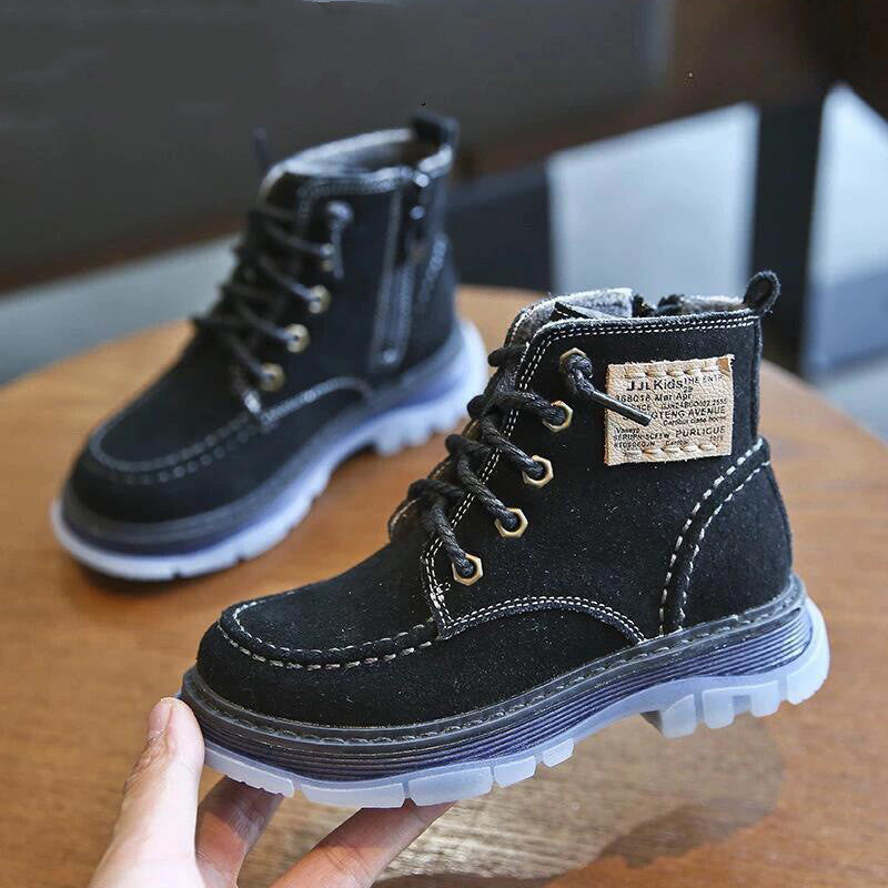 Kinder Martin Boots aus Leder und Samt