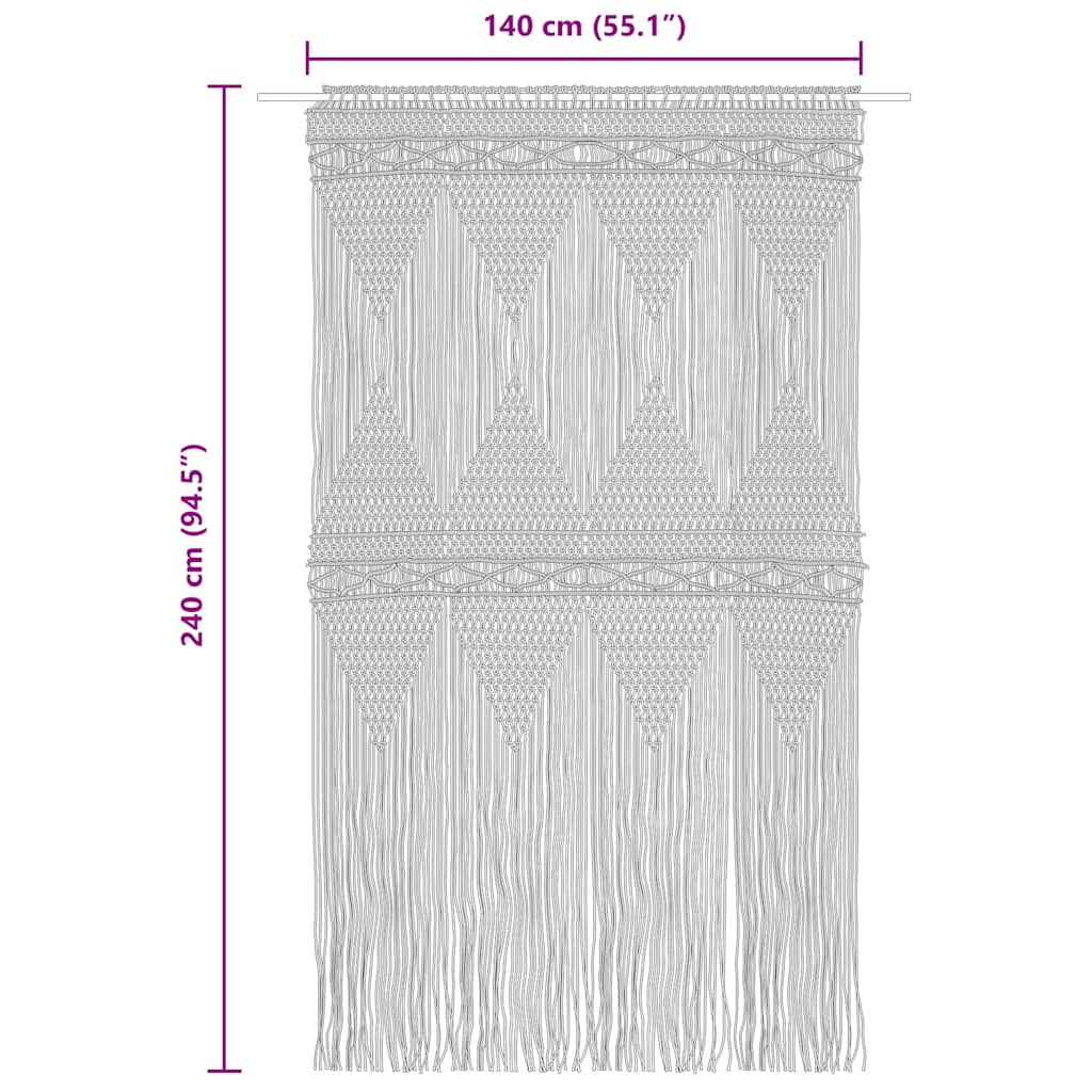 Macrame-Gardine aus Baumwolle