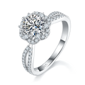 S925 Silber Moissanit Ring mit Halo & Twist Band