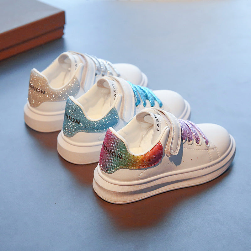 Kinder Soft-Sohlen Leder Freizeitschuhe mit Glitzer