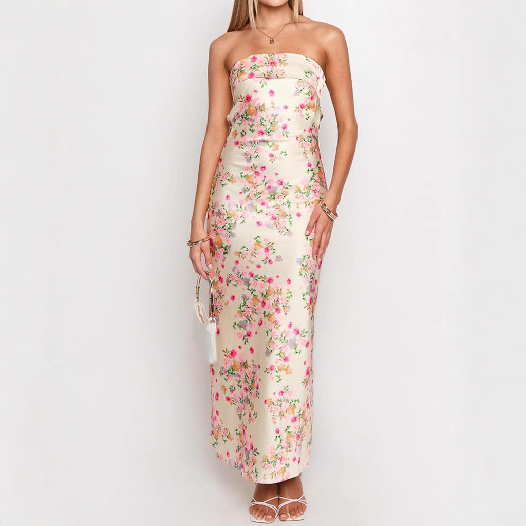 Trägerloses A-Linien-Kleid mit Print