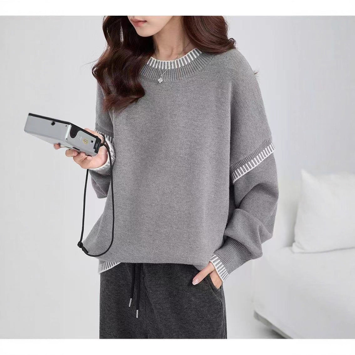 Damen Color-Block Pullover aus Wollmischung