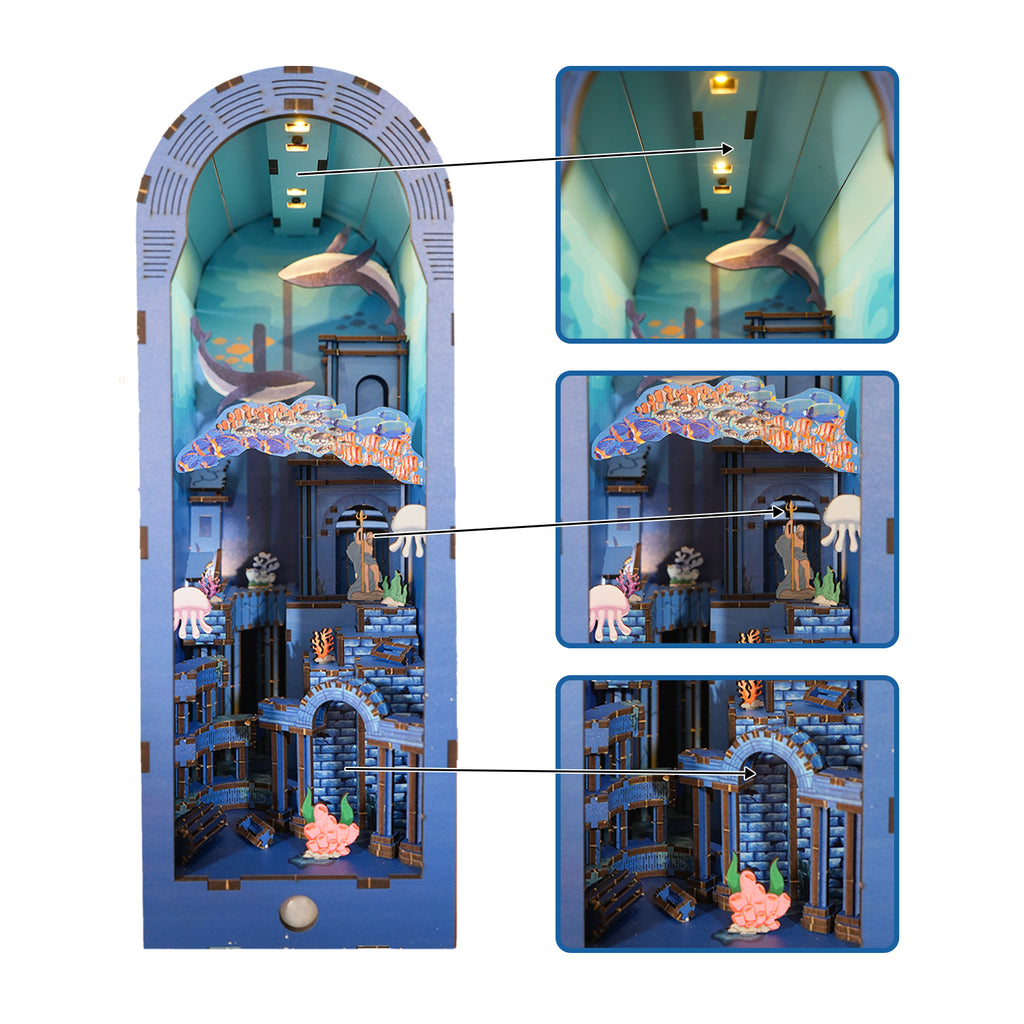 3D Holzpuzzle Atlantis Bücherregal mit Beleuchtung