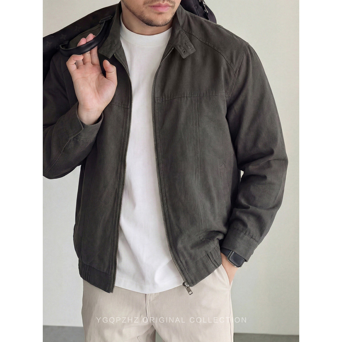 Old-Money-Stil Vintage Standkragen Utility-Jacke – Bild 1 | LuxeStyle
