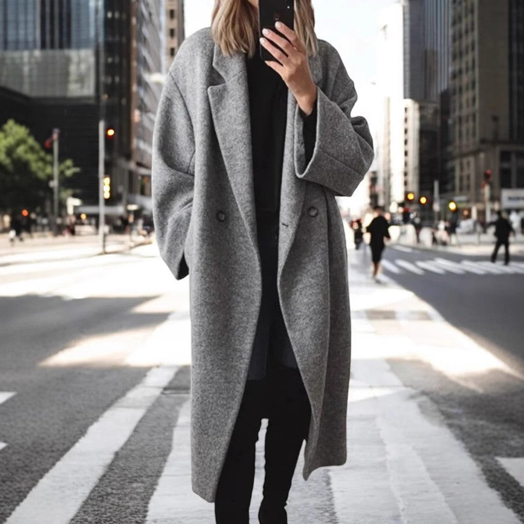 Langmantel aus Wollstoff in Schwarz – Bild 5 | LuxeStyle