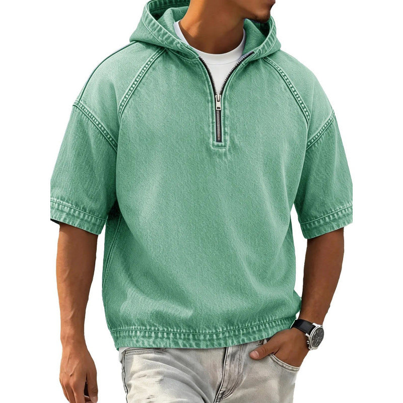 Sport-Hoodie mit halbem Reissverschluss und Kapuze