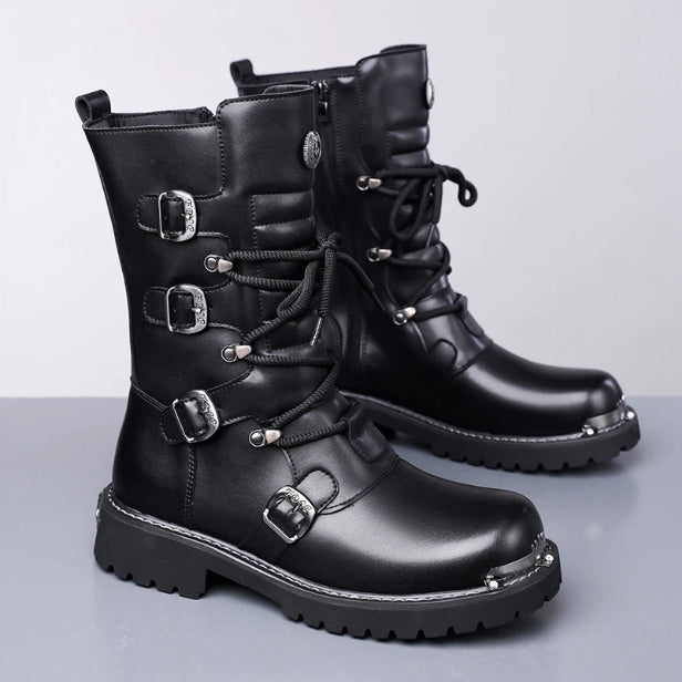 Retro-Herrenstiefel aus Rindsleder mit Reissverschluss