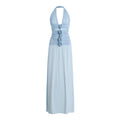 Blaues Strickkleid mit tiefem V-Rücken und Blumen – Bild 6 | LuxeStyle