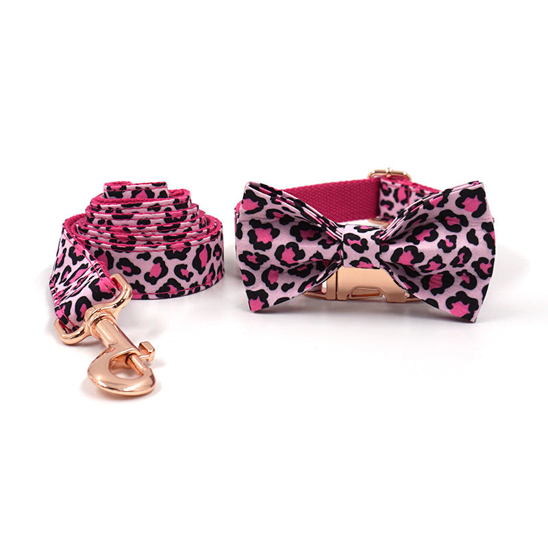 Leopardenmuster Roségold Halsband mit Leine & Schleife – Bild 2 | LuxeStyle