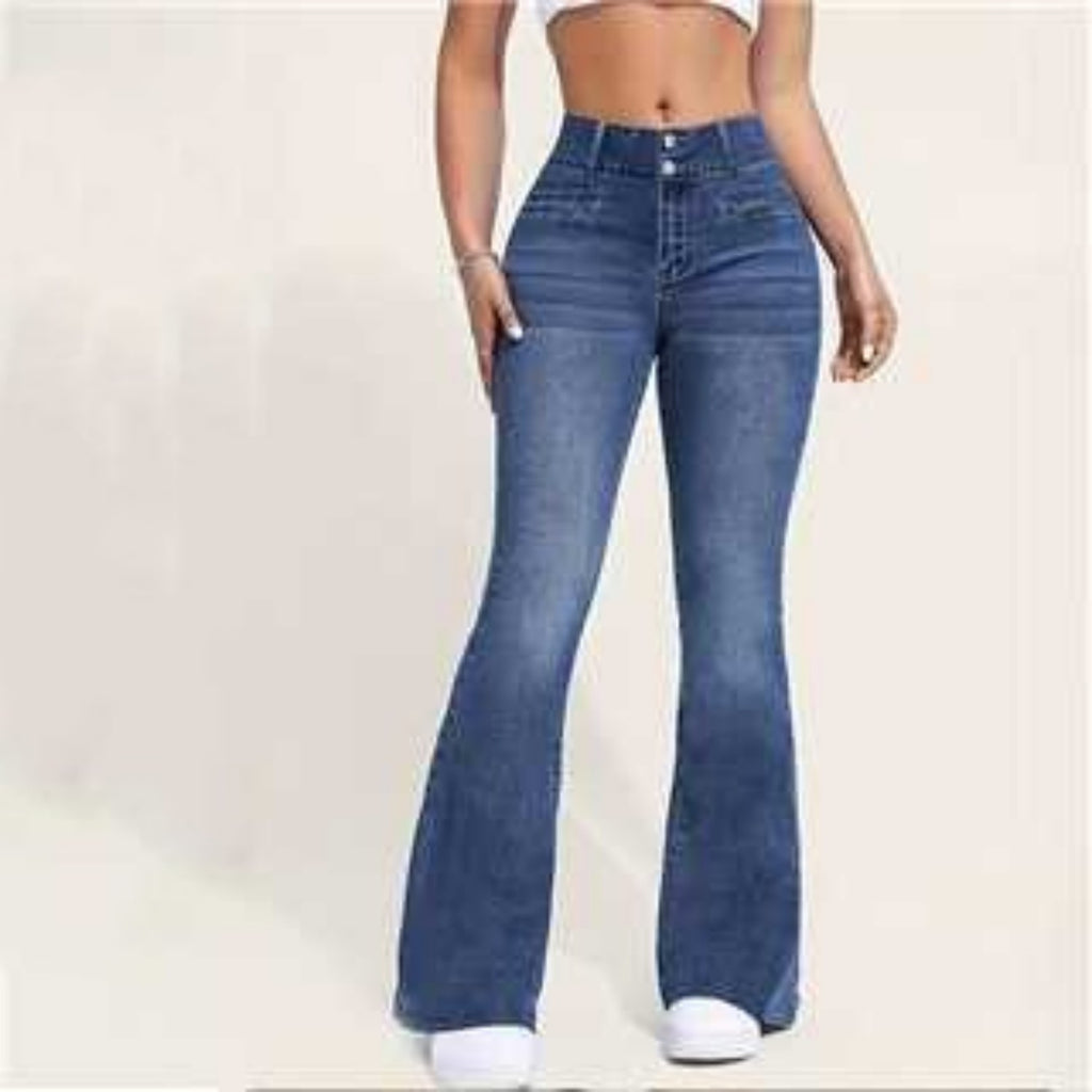 Denim-Look Leggings mit hohem Bund