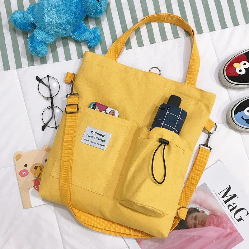 Harajuku Canvas Rucksack mit vielen Fächern