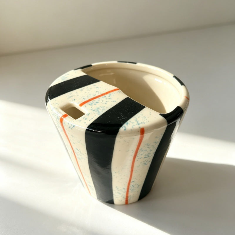 Keramik-Kaffeetasse mit Farbblock-Streifen – Bild 8 | LuxeStyle