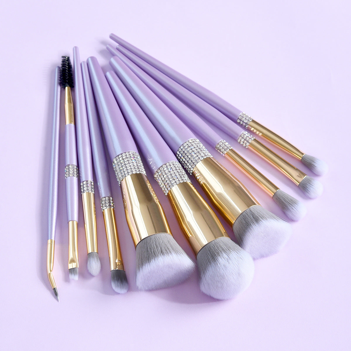 10 Make-up Pinsel-Set Flieder-Lila mit Diamant – Bild 5 | LuxeStyle