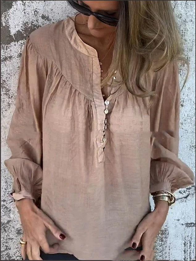 Langärmliges Baumwoll-Linen-T-Shirt – Bild 5 | LuxeStyle