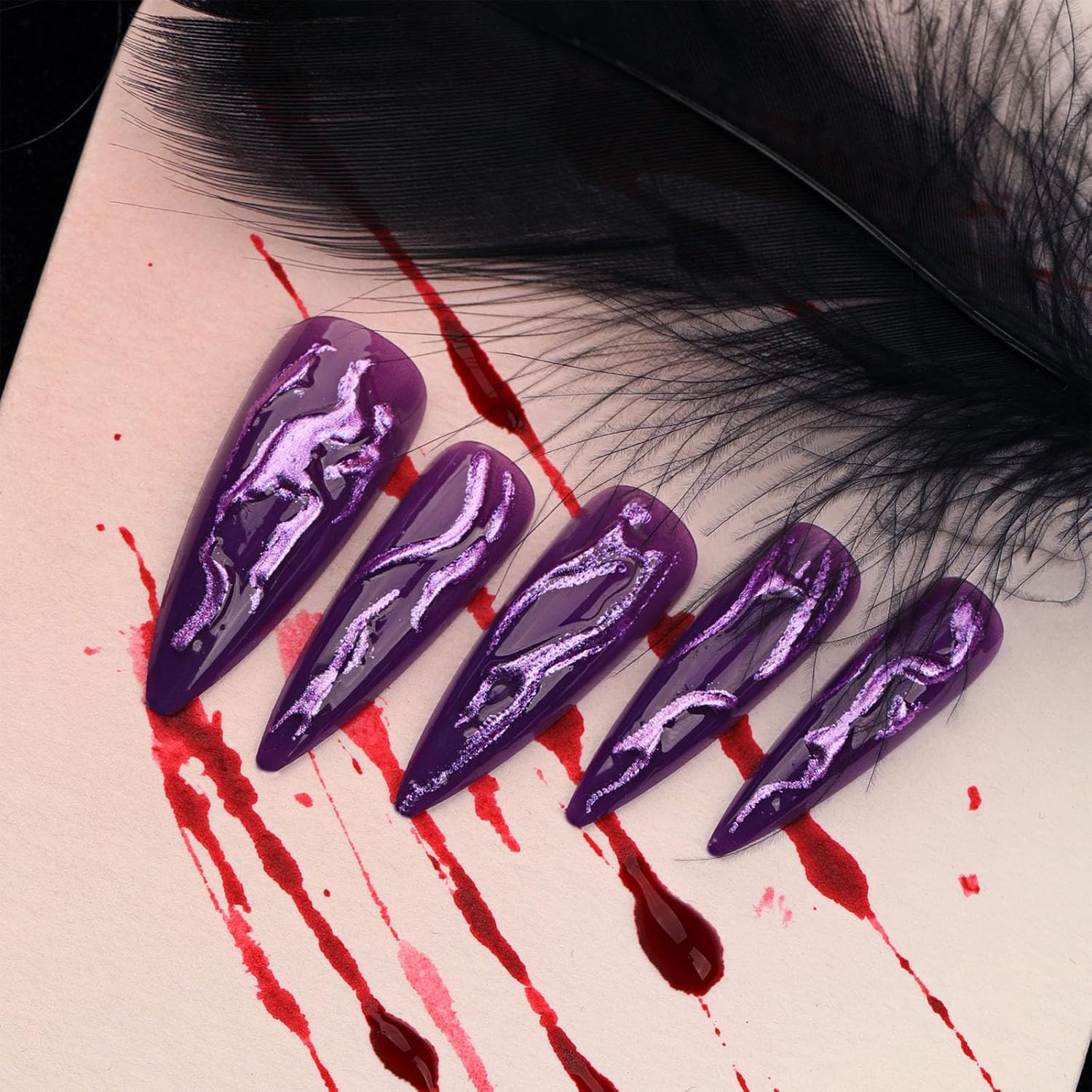 Devil's Claws Press On Nails, Violett Glitzer – Ansicht 7