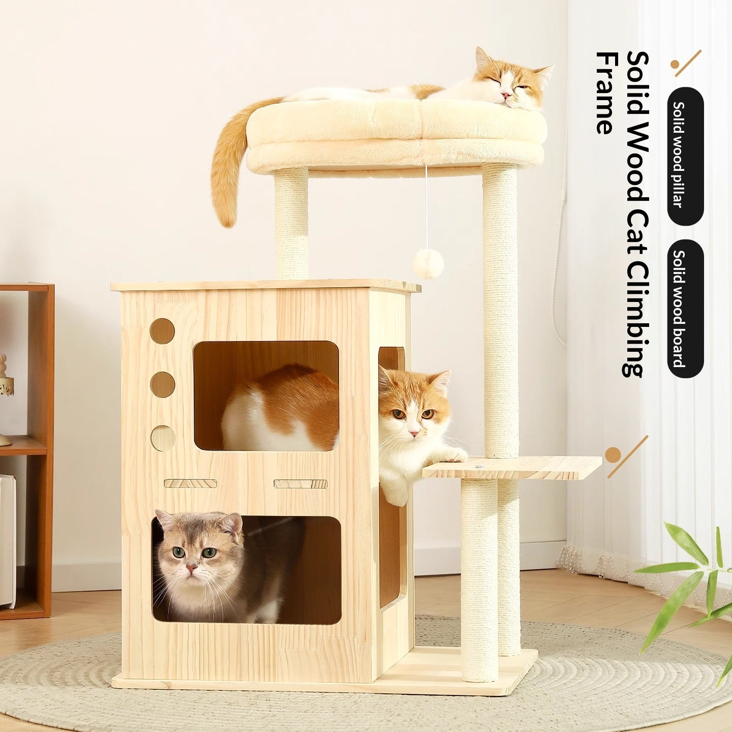 Massivholz Katzenbaum für kleine Wohnungen