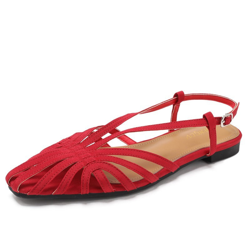 Retro-Wedge-Sandalen mit Flechtmuster