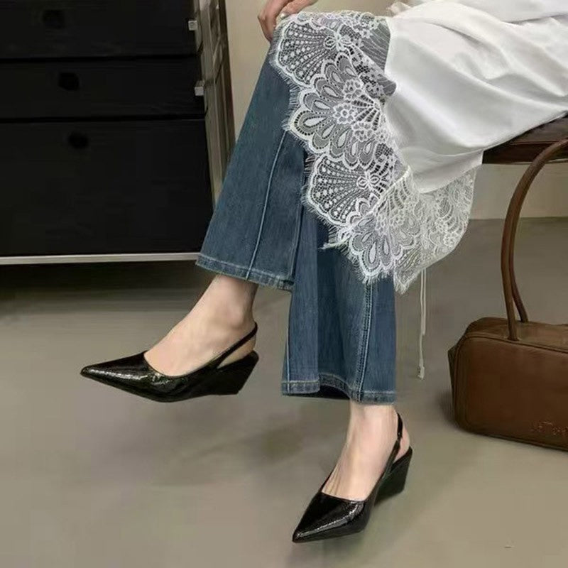 Spitze Slingback-Pumps mit Schnalle