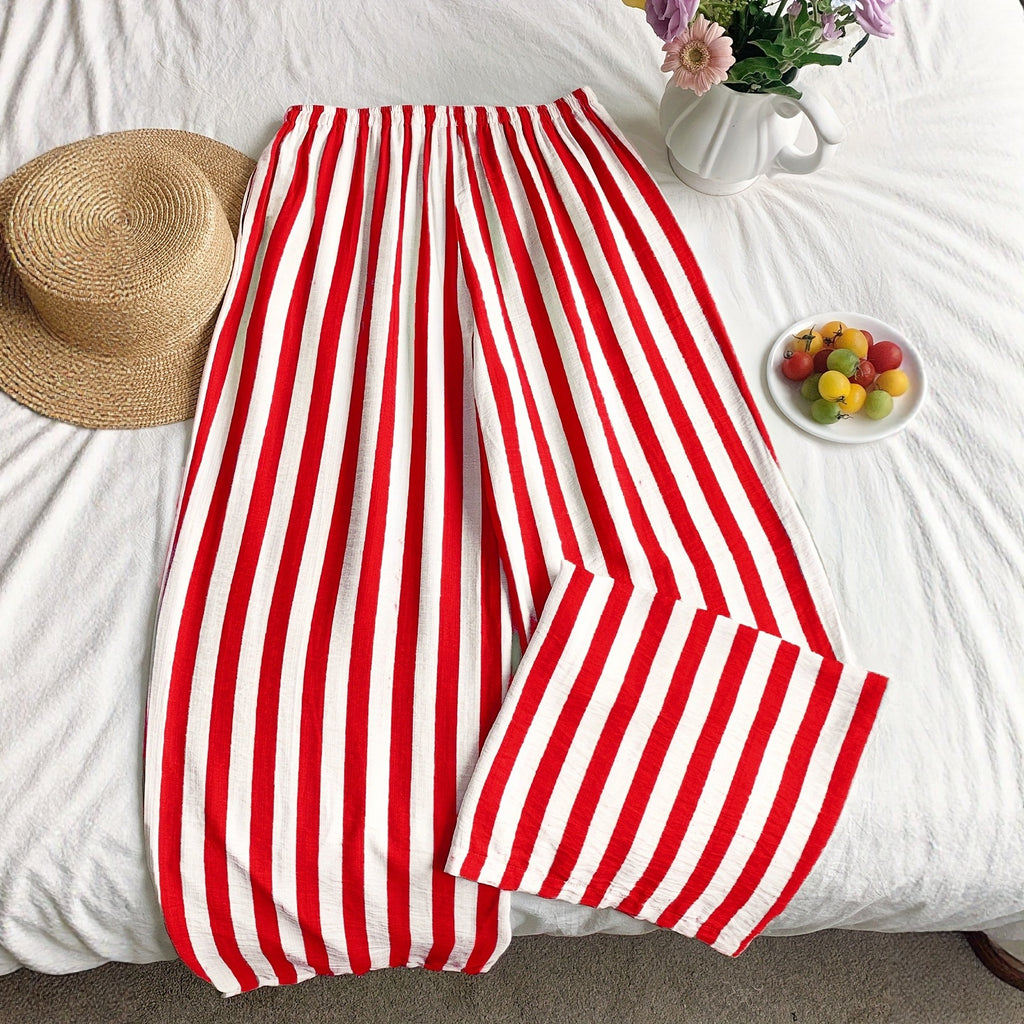 Gestreifte Wide-Leg Hose für Damen