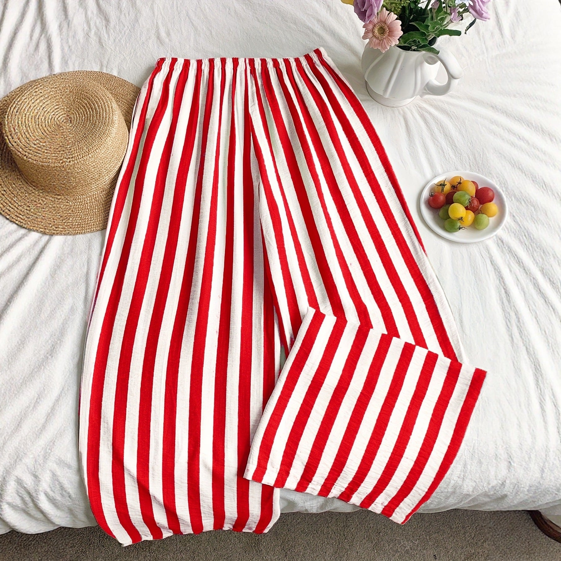 Gestreifte Wide-Leg Hose für Damen