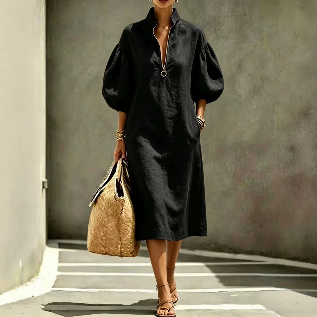 Elegantes Sommerkleid mit Puffärmeln – Bild 6 | LuxeStyle