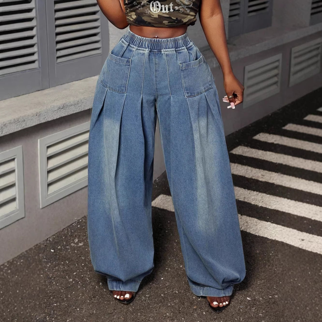 Vintage Wide-Leg Jeans für grosse Grössen