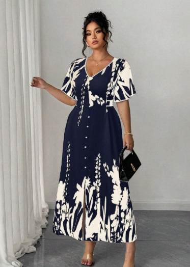 V-Ausschnitt Blumenkleid