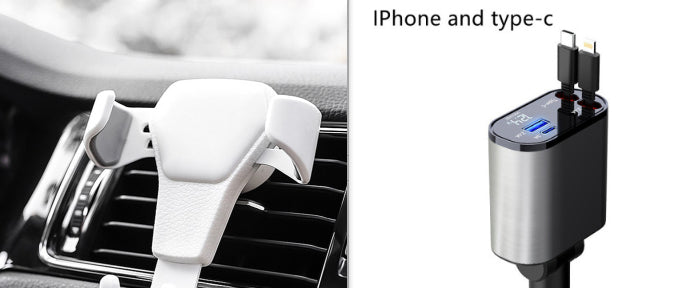 KFZ-Schnellladegerät 100W · ausziehbare Kabel USB-C & Lightning