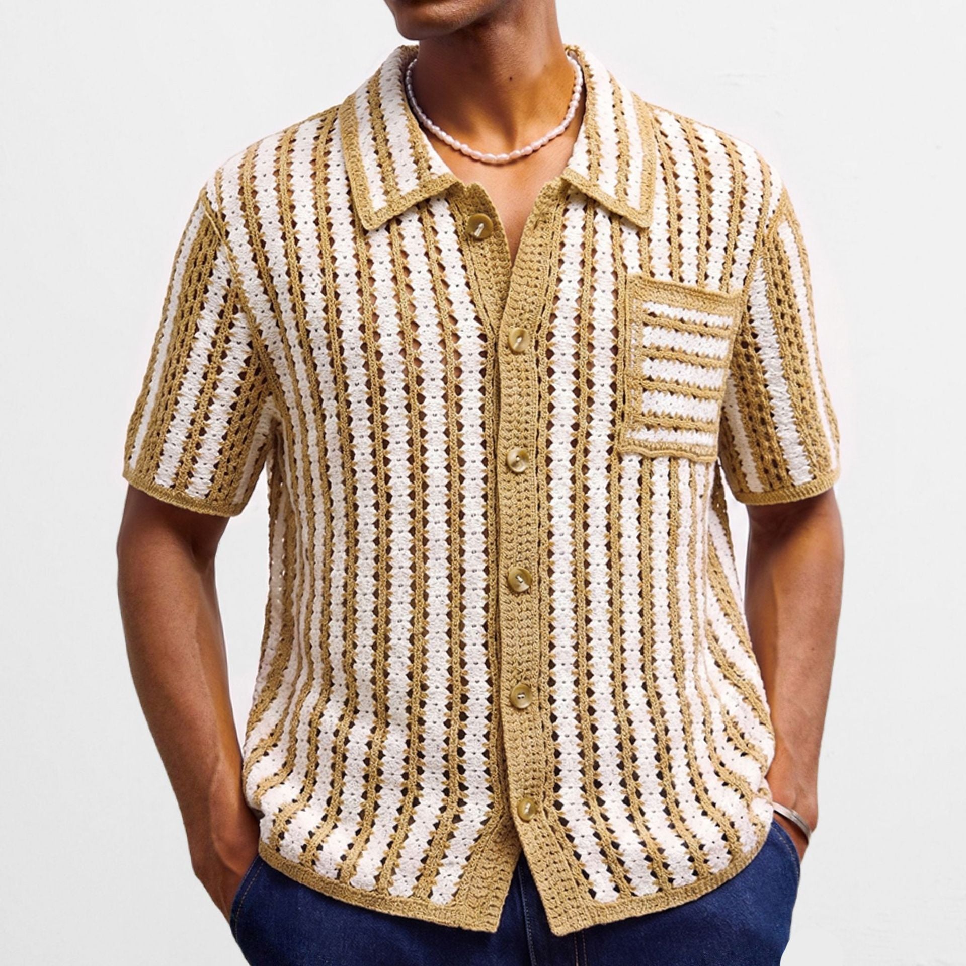 Retro-Strickpullover für Herren mit Streifen