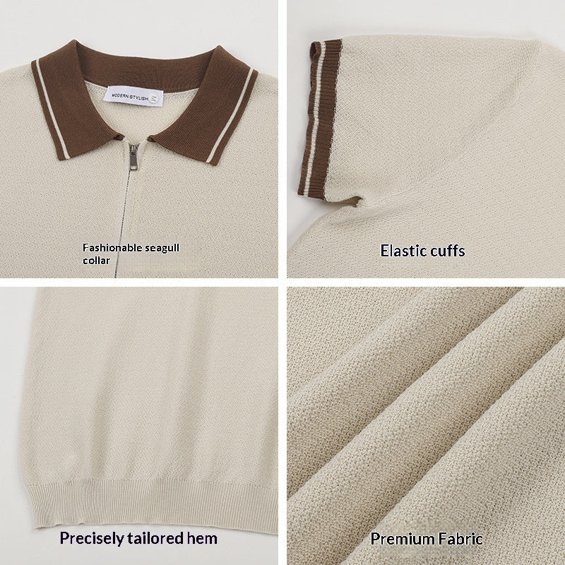 Polo-Shirt Kurzarm Kontrastfarbener Revers Herren – Bild 6 | LuxeStyle