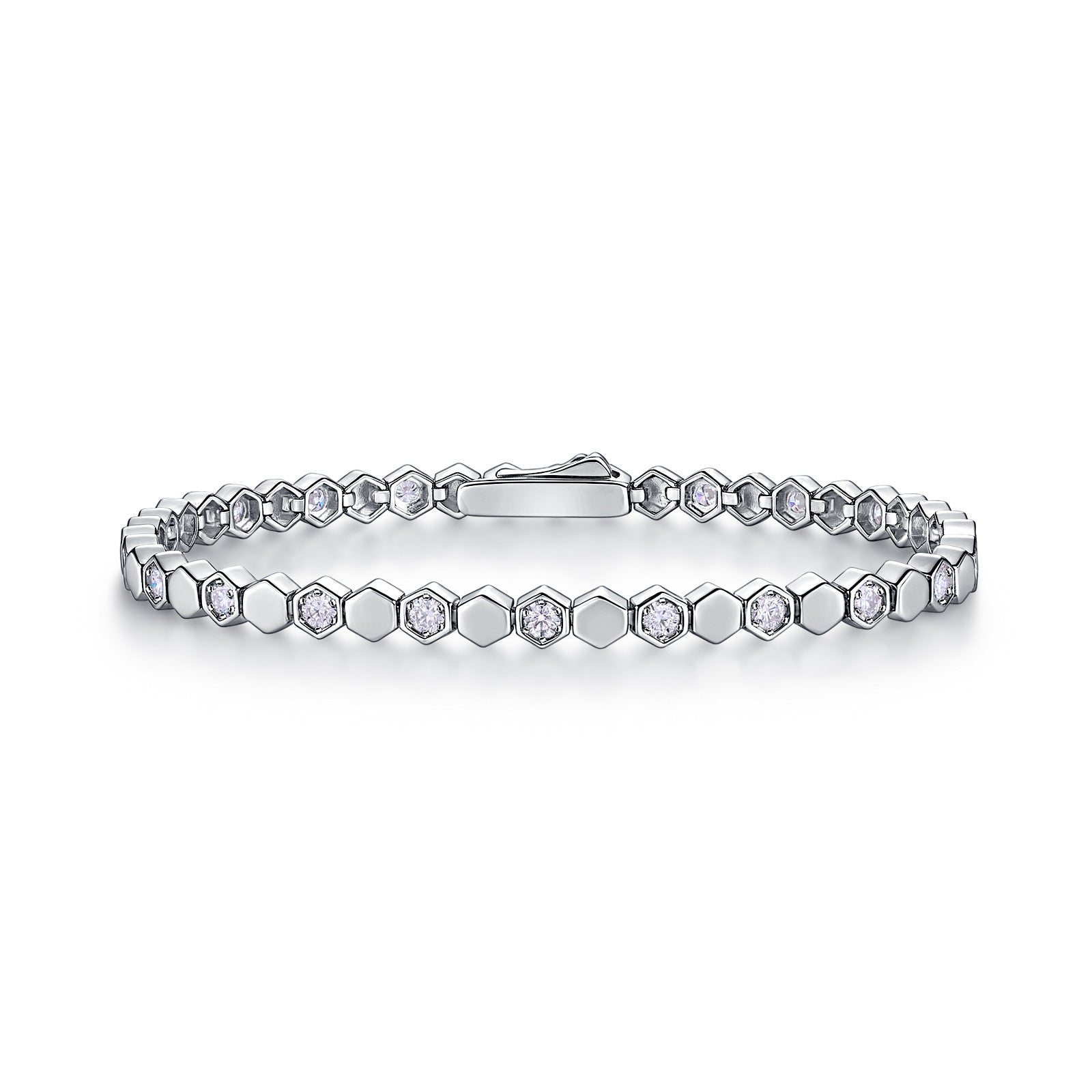 Moissanite Tennis Armband, Hexagonal