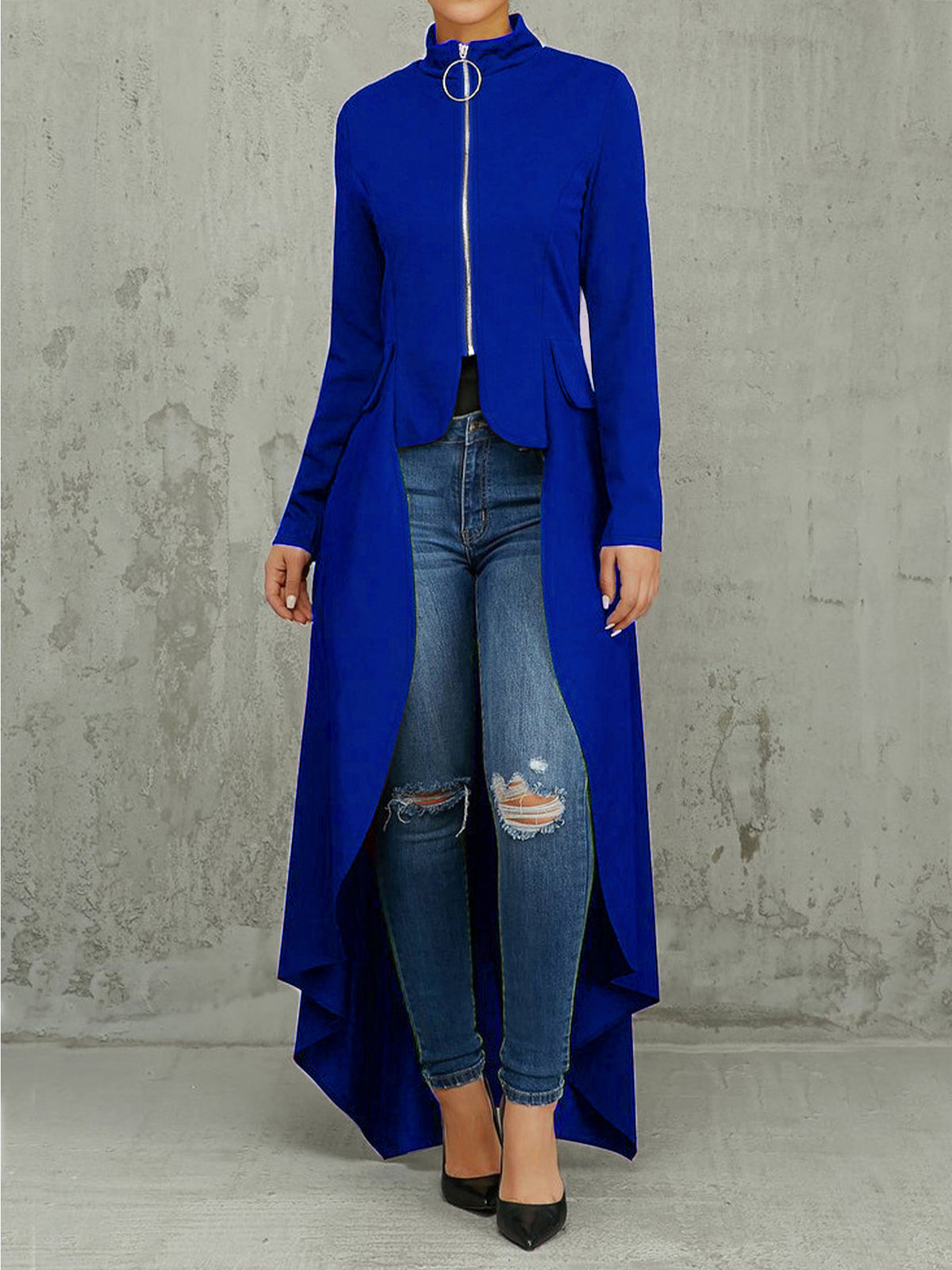 Langärmliges Slim-Fit-Kleid mit Taschen – Bild 5 | LuxeStyle