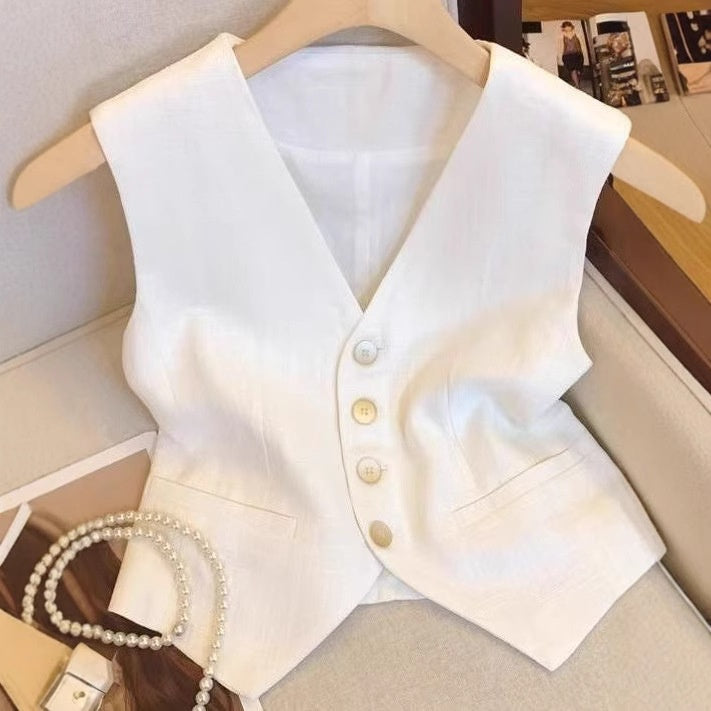 Ärmelloses Cropped-Top im French-Stil