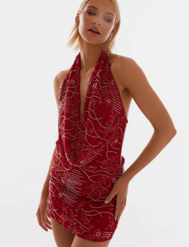 Elegantes Neckholder-Kleid mit V-Ausschnitt