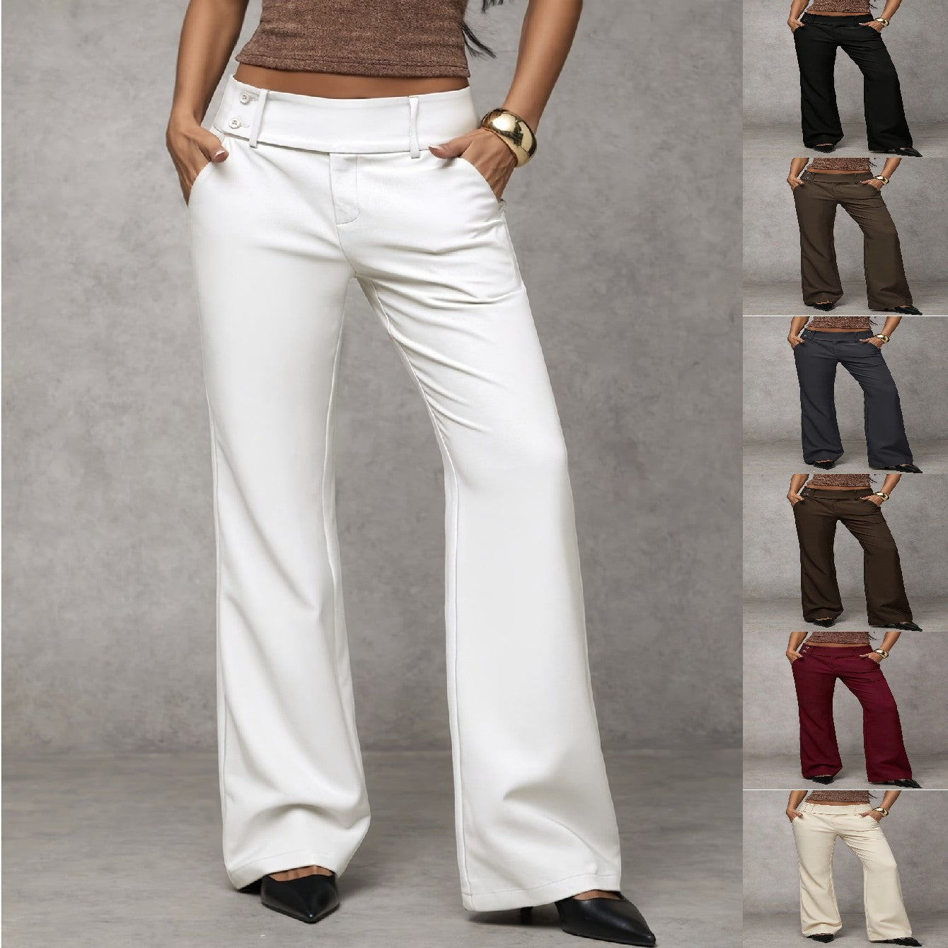 Elegante High-Waist Business-Hose mit Knopfdetails